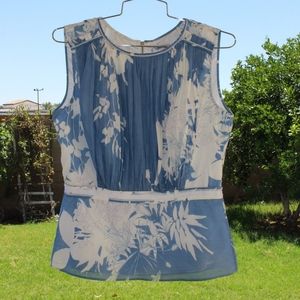 EUC T Tahari Sleeveless Blouse Lined Fine Cotton